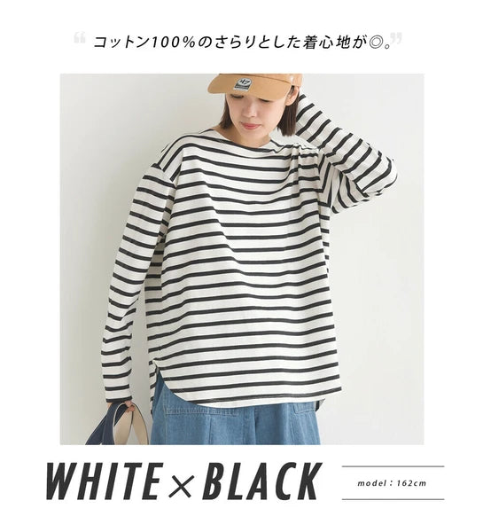 OMNES PURPLE LABEL オムネス パープル レーベル 10番単 ボーダー 裾ラウンド 長袖Tシャツ ロンT 春夏 2025