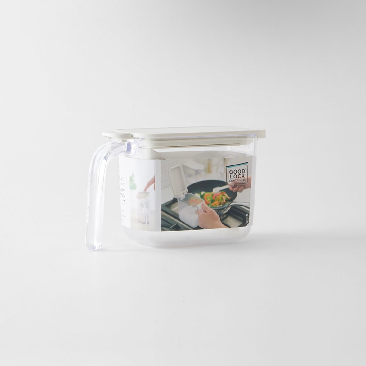 marna マーナ 調味料ポット 370ml ホワイト ブラック グレー GOOD LOCK CONTAINER K736W 軽量スプーン付き 密閉 ラベルシール付き 砂糖 塩 キッチン雑貨 キッチン用品