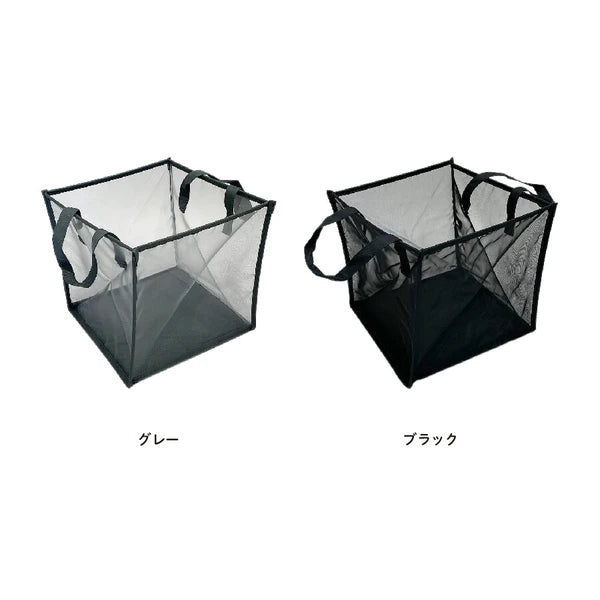 KURUTON クルトン Mサイズ ブラック グレー 折りたたみランドリーバスケット コンパクト収納 メッシュ 新生活 ひとり暮らし 引っ越し アンファンス