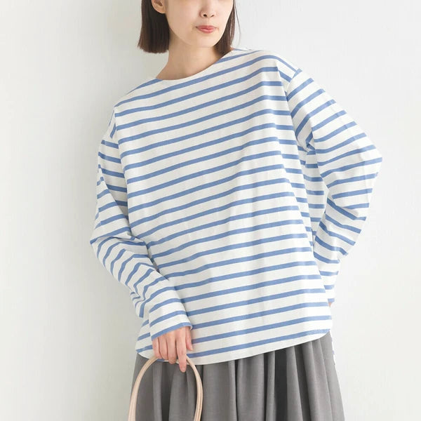 OMNES PURPLE LABEL オムネス パープル レーベル 10番単 ボーダー 裾ラウンド 長袖Tシャツ ロンT 春夏 2025