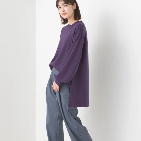 OMNES オムネス +3℃蓄熱ストレッチ ボリューム長袖Tシャツ レディース Aライン アイボリー ブラック ブラウン グリーン パープル あたたかい 2024秋冬
