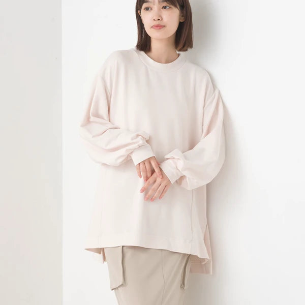 OMNES オムネス +3℃蓄熱ストレッチ ボリューム長袖Tシャツ レディース Aライン アイボリー ブラック ブラウン グリーン パープル あたたかい 2024秋冬