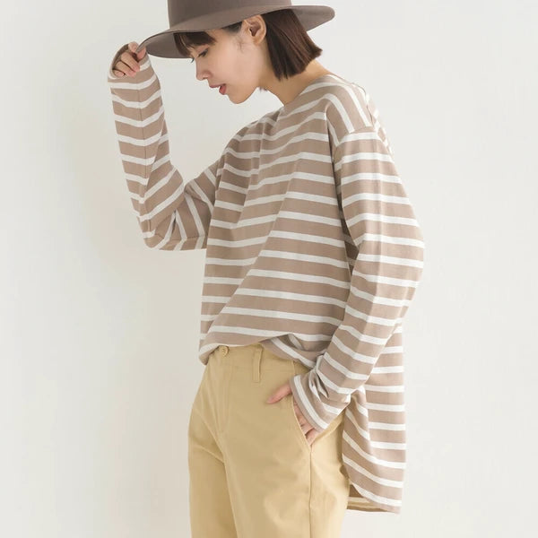 OMNES PURPLE LABEL オムネス パープル レーベル 10番単 ボーダー 裾ラウンド 長袖Tシャツ ロンT 春夏 2025