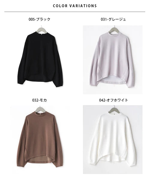 OMNES オムネス ソフトダンボールニット バックジップ ボリューム袖 プルオーバー レディース ブラック グレージュ モカ オフホワイト 2024秋冬 新作