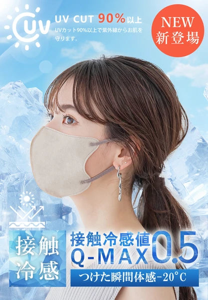 【接触冷感 Cタイプ11枚入×5セット】HANAMI ハナミ 丸顔さん向け 立体マスク 花粉症対策 3層構造 防災 バイカラーマスク 不織布