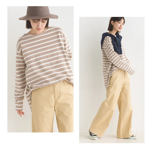 OMNES PURPLE LABEL オムネス パープル レーベル 10番単 ボーダー 裾ラウンド 長袖Tシャツ ロンT 春夏 2025