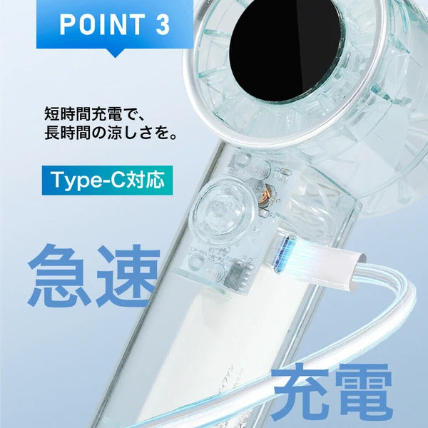 CICIBELLA シシベラ クリアハンディファン 全4色 超大風量 首かけ 扇風機 卓上 小型扇風機 usb 携帯扇風機 ネッククーラー 持ち運び コンパクト 春夏 1年保証 2025新作