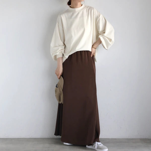 myke ミーカ モックネック ボリュームスリーブ ロングTシャツ プルオーバー レディース アイボリー Mサイズ