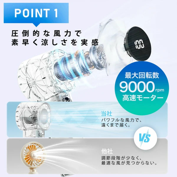 CICIBELLA シシベラ クリアハンディファン 全4色 超大風量 首かけ 扇風機 卓上 小型扇風機 usb 携帯扇風機 ネッククーラー 持ち運び コンパクト 春夏 1年保証 2025新作