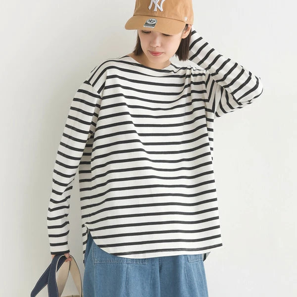 OMNES PURPLE LABEL オムネス パープル レーベル 10番単 ボーダー 裾ラウンド 長袖Tシャツ ロンT 春夏 2025