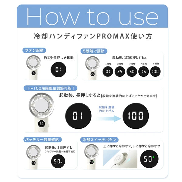 CICIBELLA シシベラ 冷却ハンディファンPROMAX 全5色 卓上 手持ち 扇風機 持ち運び コンパクト 春夏 1年保証 2025新作