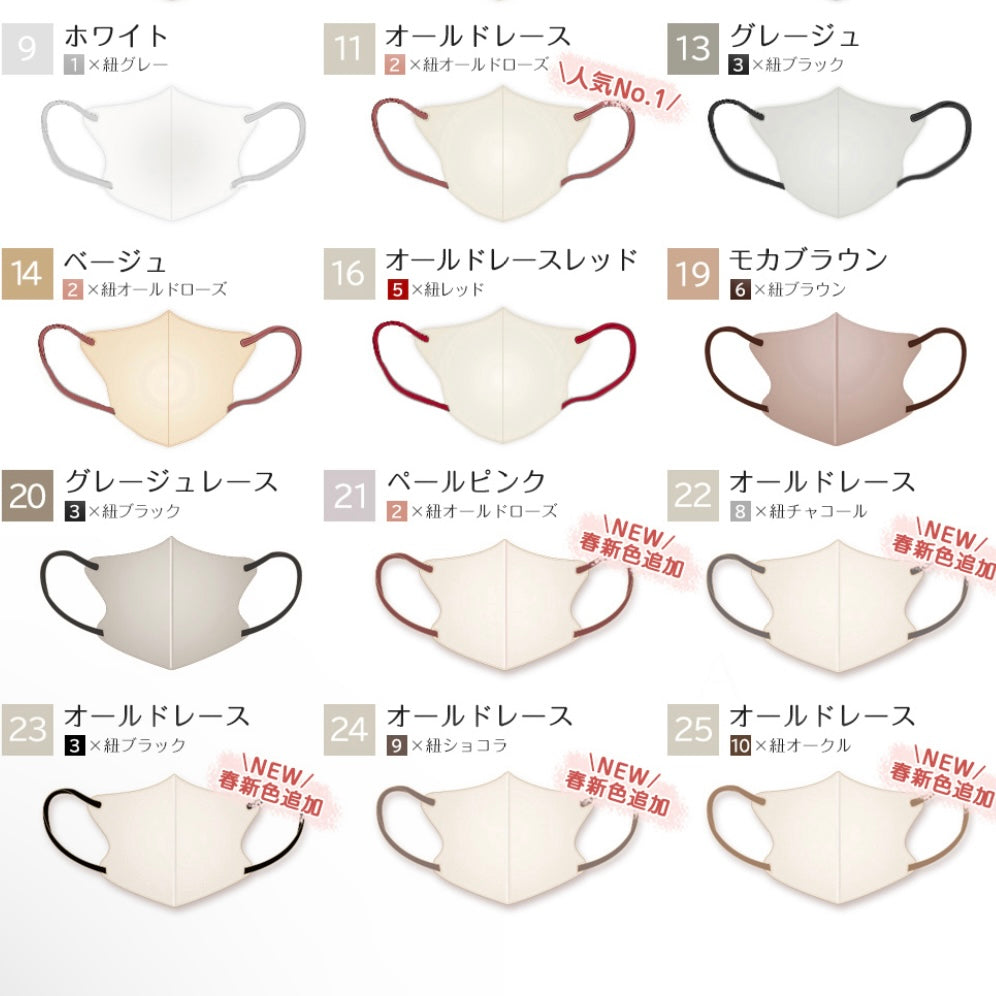 【Cタイプ・50枚入】CICIBELLA シシベラ 立体バイカラーマスク Cタイプ 不織布 花粉症対策 防災 オシャレマスク 三層構造 3Dシリーズ