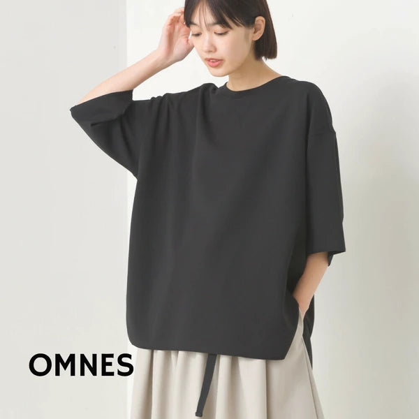 OMNES オムネス カットジョーゼットガゼット 裾ラウンド 半袖プルオーバー 春夏 2025