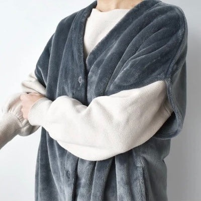 着るノースリーブブランケット 着る毛布 あったかロングベスト WARMY ルームウェア 洗濯OK チャコールグレー グレージュ スモーキーピンク オリーブ