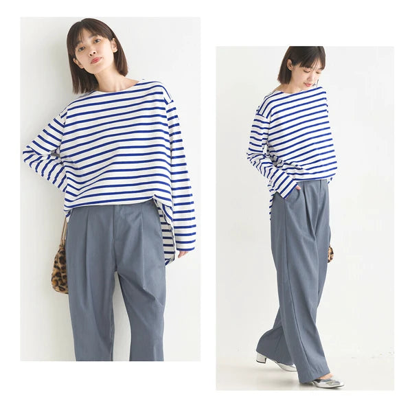 OMNES PURPLE LABEL オムネス パープル レーベル 10番単 ボーダー 裾ラウンド 長袖Tシャツ ロンT 春夏 2025