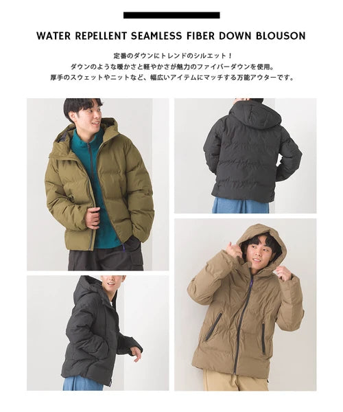 OMNES オムネス 撥水加工シームレス ファイバーダウンブルゾン メンズ Lサイズ ブラック モカ カーキ ダウンジャケット ジャンパー 2024秋冬