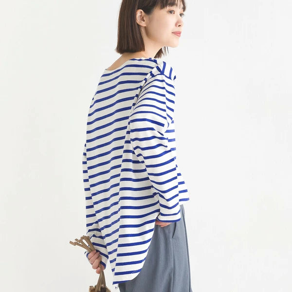 OMNES PURPLE LABEL オムネス パープル レーベル 10番単 ボーダー 裾ラウンド 長袖Tシャツ ロンT 春夏 2025