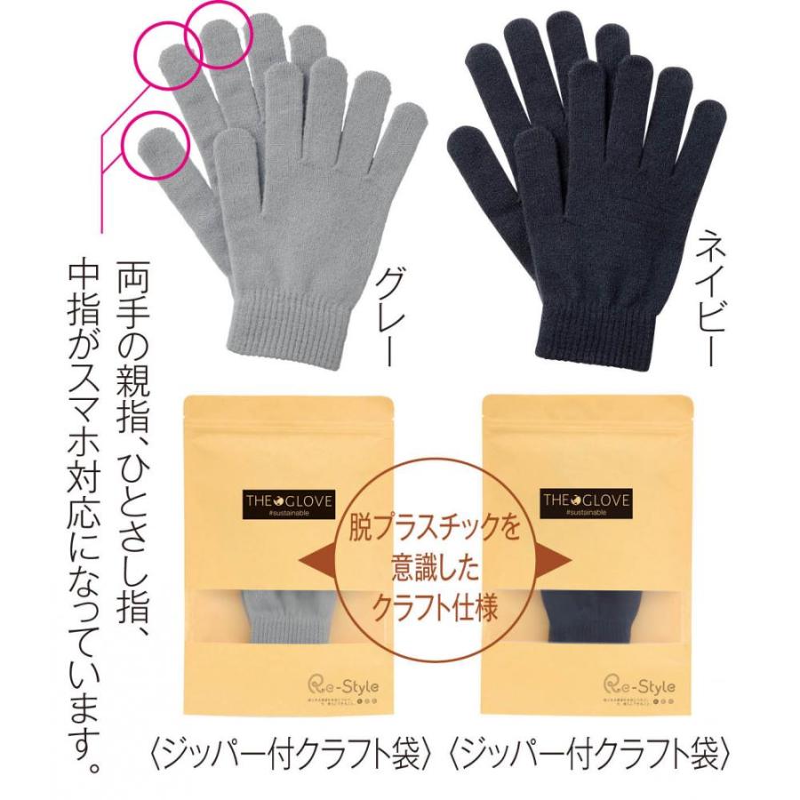 【2個セット】スマホタッチグローブ 手袋 グレー2個 ネイビー2個 ネイビー×グレー 無地 スマートフォン 防寒 作業 ガーデニング 防災