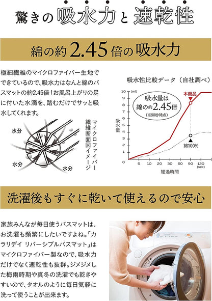 カラリデイ バスマット グレー ピンク リバーシブル マイクロファイバー 吸水速乾 タオル地 CBジャパン