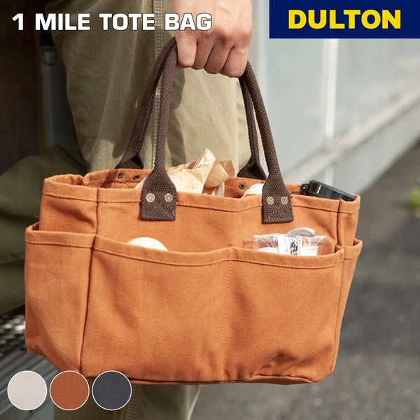 DULTON ダルトン ワンマイルトートバッグ キャメル チャコールグレー ナチュラル 1mile TOTE BAG キャンバス地 仕分けできるポケット ミニトート