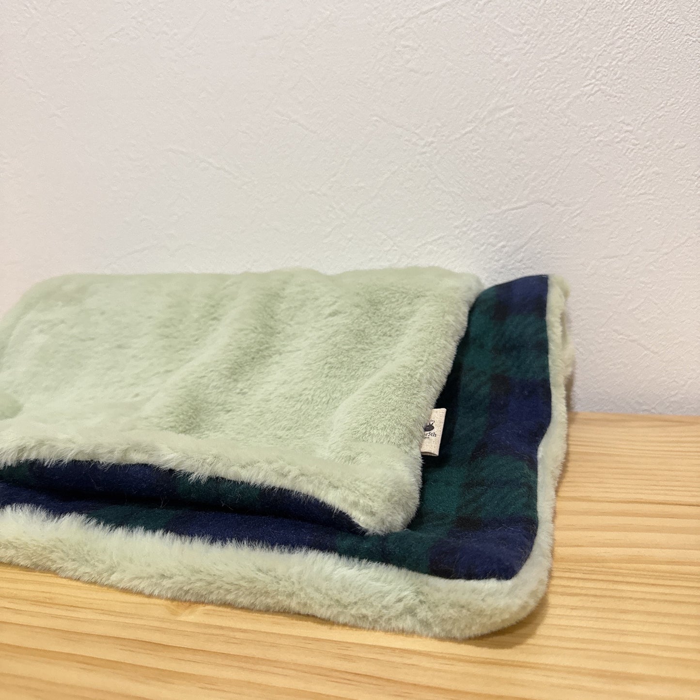 ミニブランケット ファー✕チェックフリース オフィス ベビーカー用 キッズ 車内