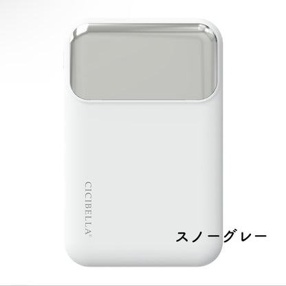 CICIBELLA シシベラ 3in1 モバイルバッテリー スノーグレー パールレース 大容量 10000mAh 軽量 急速充電 2台同時対応 充電器 お出かけ 持ち運び アウトドア 防災