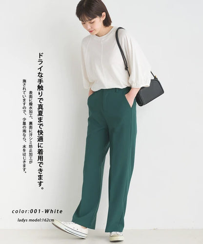 OMNES オムネス 汗じみ防止UV 袖ボリューム半袖プルオーバーTシャツ ホワイト ブラック ベージュ サックス