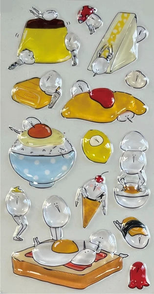 【3月下旬入荷予定】【数量限定】正規品 たまごあし ぷっくりシール 立体シール おめかし フード すし フルーツ パフェ ナンバー 大人気