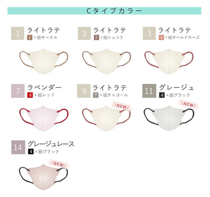 【UVカット小顔Cタイプ55枚入】新品 HANAMI ハナミ 丸顔さん向け UV対策 立体マスク 花粉症対策 3層構造 防災 バイカラーマスク 不織布