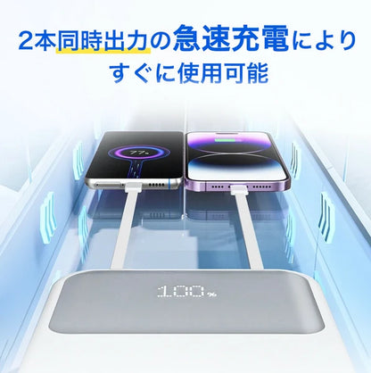 CICIBELLA シシベラ 3in1 モバイルバッテリー スノーグレー パールレース 大容量 10000mAh 軽量 急速充電 2台同時対応 充電器 お出かけ 持ち運び アウトドア 防災