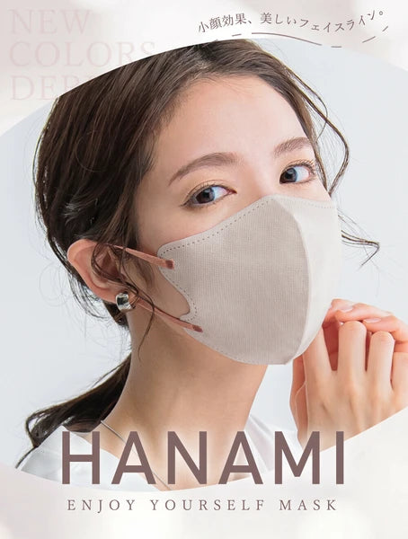 HANAMI ハナミ Cタイプマスク 56枚 ライトラテ グレージュ 保湿対策 丸顔さん向け UV対策 立体マスク 花粉症対策 3層構造 防災 バイカラーマスク 不織布